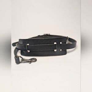 Black leather crossbody strap Replacement purse strap adjustable leather strap
